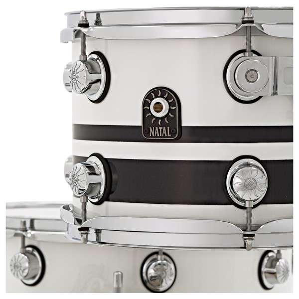 Natal Café Racer 20'' 3pc Shell Pack, White w/ Black Sparkle Split