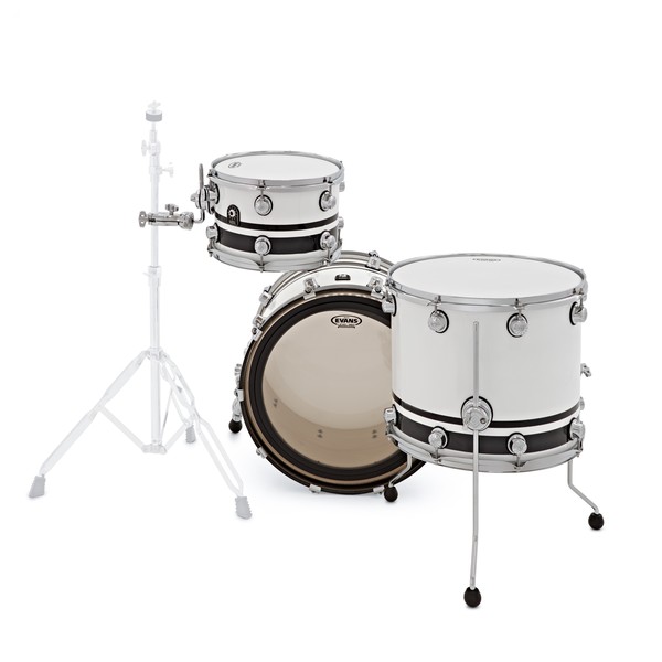 Natal Café Racer 20'' 3pc Shell Pack, White w/ Black Sparkle Split