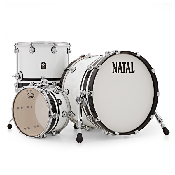 Natal Café Racer 20'' 3pc Shell Pack, White w/ Black Sparkle Split