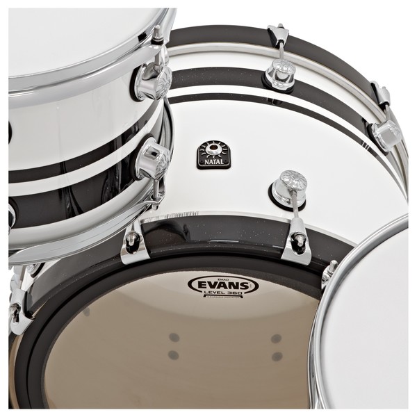 Natal Café Racer 20'' 3pc Shell Pack, White w/ Black Sparkle Split