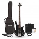 Chicago Bass Guitar Black, 15W Bass Amp & Accessory Pack