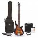 Chicago Bass Guitar Sunburst, 15W Bass Amp & Accessory Pack