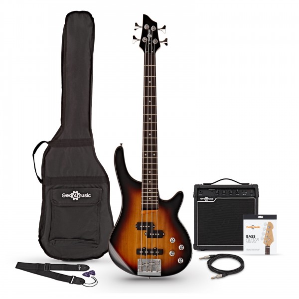 Chicago Short Scale Bass Guitar + 15W Amp Pack, Sunburst - Main