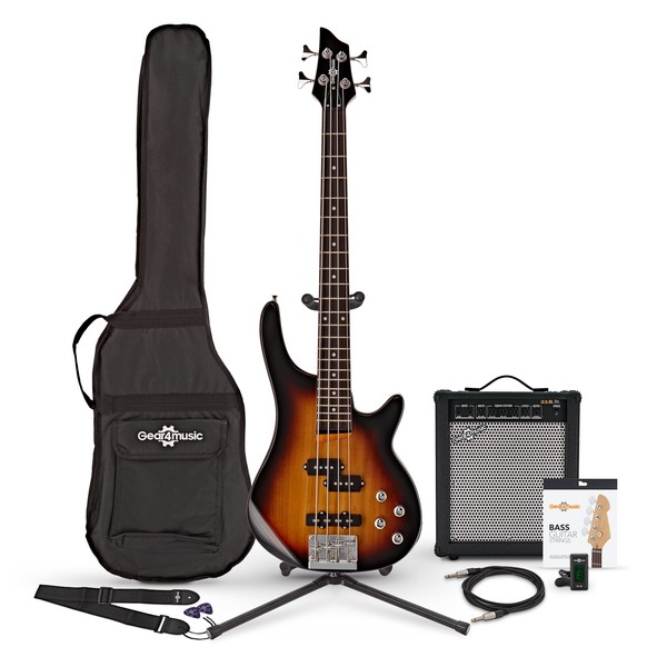 Chicago Short Scale Bass Guitar + 35W Amp Pack, Sunburst