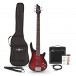 Chicago 5 String Trans Red Bass Guitar + 15W Amp Pack by Gear4music