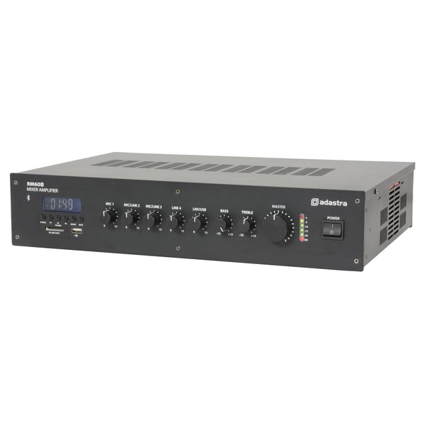 Adastra RM120B 5-Channel 100V Mixer/Amplifier with Bluetooth - Angled