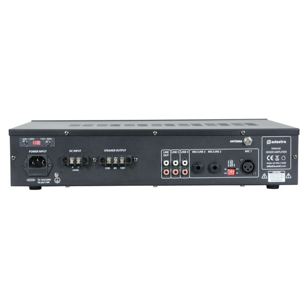 Adastra 5-Channel Mixer/Amplifier With Bluetooth - Rear