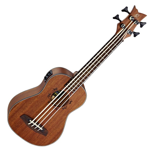 Ortega LIZZY Electro Acoustic Bass Ukulele, Satin Mahogany Front View