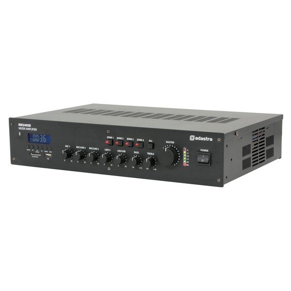 Adastra RM240B 5-Channel 100V Mixer/Amplifier with Bluetooth - Angled