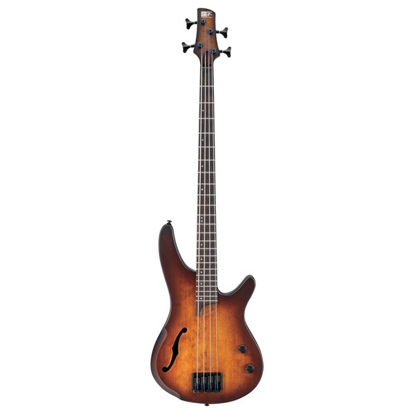 Ibanez SRH500 Semi Hollow Bass 2018, Dragon Eye Burst Flat front view