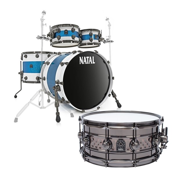 Natal Originals Maple 22'' 4pc Shell Pack, White & Blue w/ Free Snare