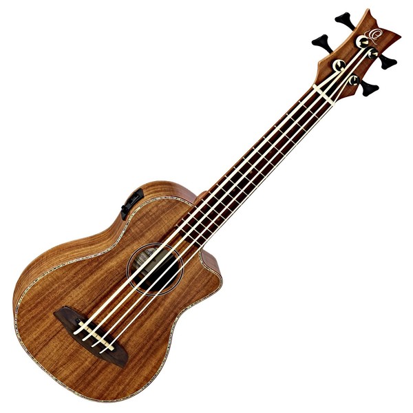 Ortega CAIMAN Electro Acoustic Bass Ukulele, Satin Acacia Front View