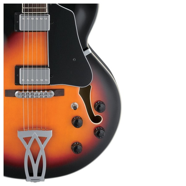 Ibanez AF75 Artcore 2018, Brown Sunburst front controls and pickups