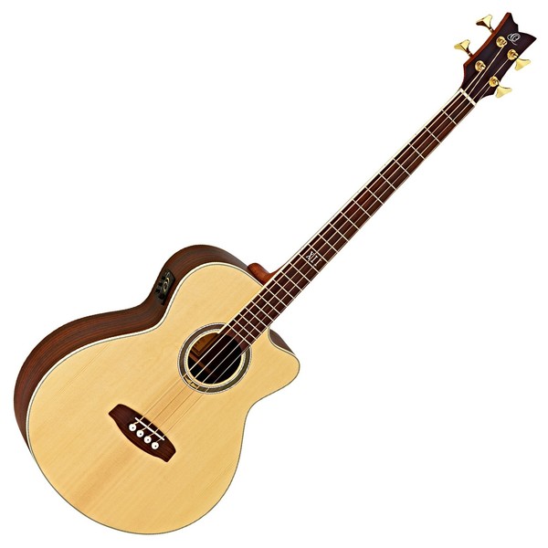 Ortega D558 Medium Scale Electro Acoustic Bass, Natural Spruce Front View