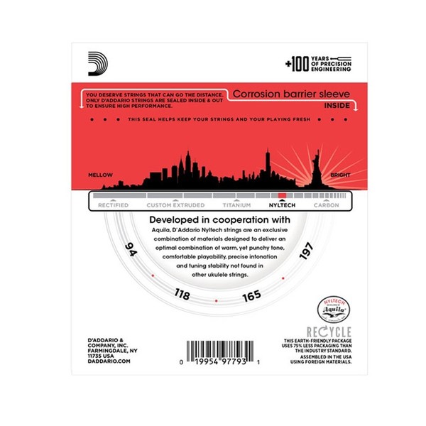 D'Addario EJ88UB Back Of Packaging