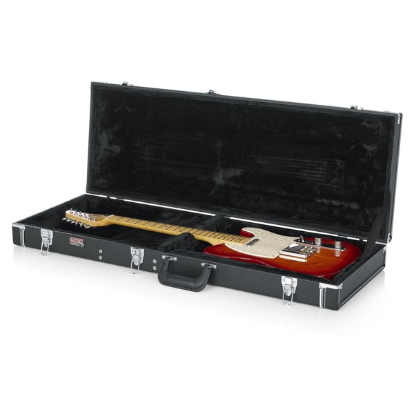 Gator GW-ELECTRIC Deluxe Electric Guitar Case, Open with Guitar