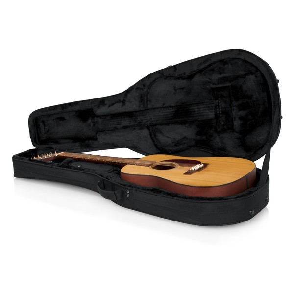 Gator GL-DREAD-12 Rigid EPS Dreadnought Acoustic Guitar Case, Open with Guitar
