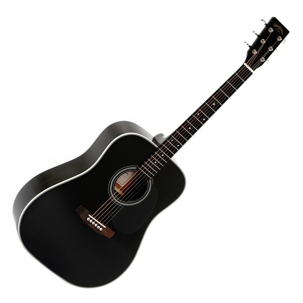 Sigma DM-1ST+ Acoustic Guitar, Black Front View