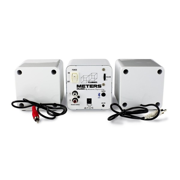 Meter M-Cubed Desktop Bluetooth Speakers, White - Rear