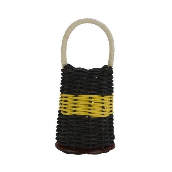 Natal Caxixi Large, Black, Yellow Band with Red Ends