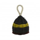 Natal Caxixi Small, Black, Yellow Band with Red Ends