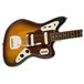 Squier Vintage Modified Jaguar, 3-Tone Sunburst front close up angled view