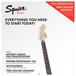 Squier Affinity Series Stratocaster HSS Pack, Candy Apple Red box close up