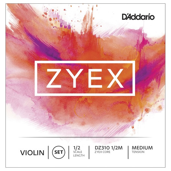 D'Addario Zyex Violin Strings Set, 1/2 Size, Medium 