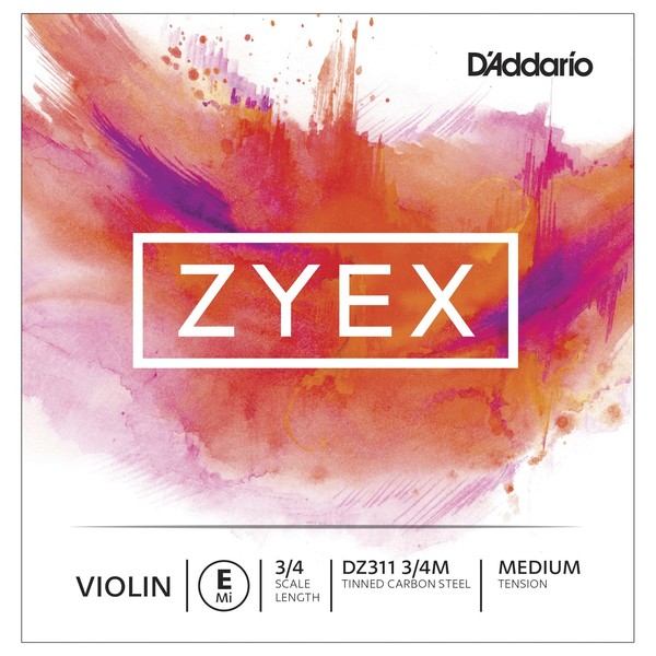 D'Addario Zyex Violin E String, 3/4 Size, Medium 