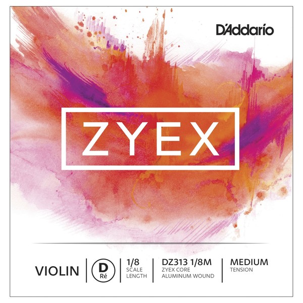 D'Addario Zyex Violin D String, 1/8 Size, Medium 