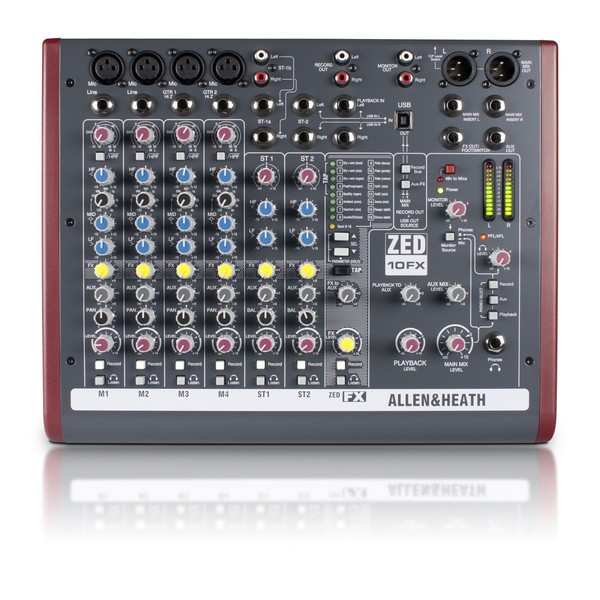Allen and Heath ZED-10FX USB Compact Stereo Mixer - Top