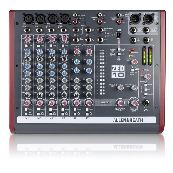 Allen and Heath ZED-10 USB Compact Stereo Mixer - Top