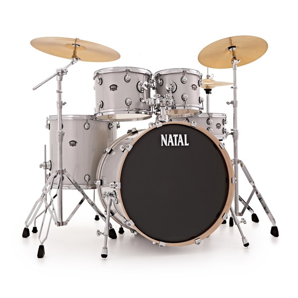 Natal Arcadia Poplar 5pc Drum Kit, Hardware & Cymbals, White Sparkle