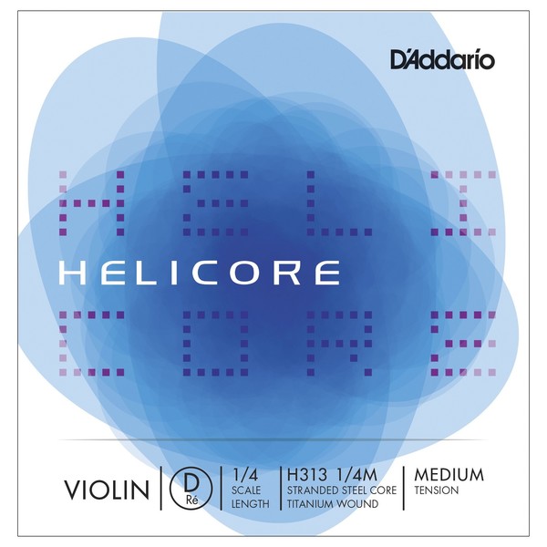 D'Addario Helicore Violin D String, 1/4 Size, Medium 