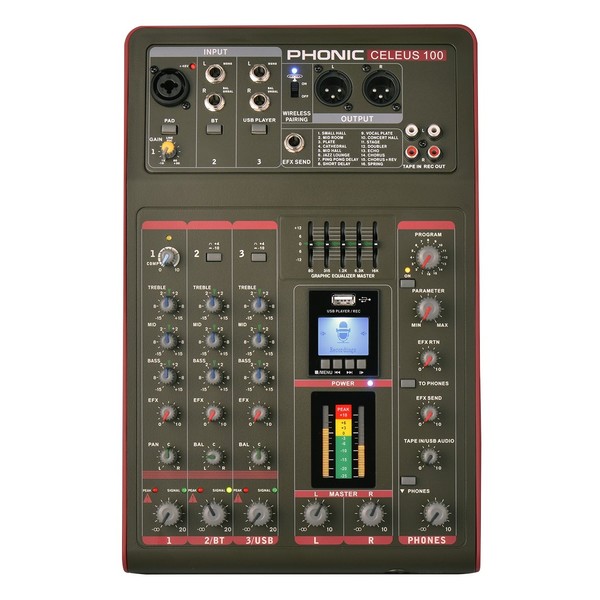 Phonic CELEUS 100 Analog Mixer with USB Recorder and Bluetooth