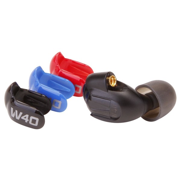 W40 Earphones, Black - With Red Faceplates