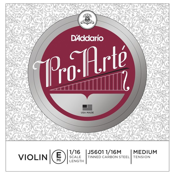 D'Addario Pro-Arte Violin E String, 1/16 Size, Medium 