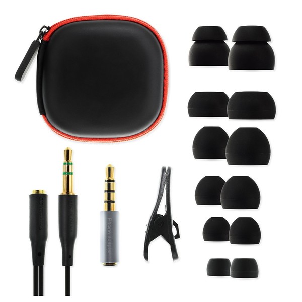 E10c In-Ear Headphones with Mic, Gold - Full Contents