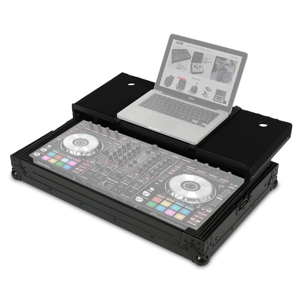 UDG FlightCase DDJ-RX/SX/SX2 & Laptop Shelf - Angled Open (Equipment Not Included)