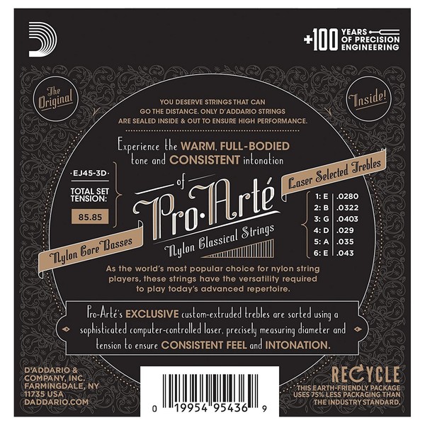 D'Addario 3-Pack Pro-Arte Back View