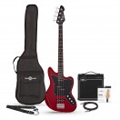 Seattle Bass Guitar Gear4music, Gala Red - Baixo El&eacute;ctrico + Conjunto com Amplificador