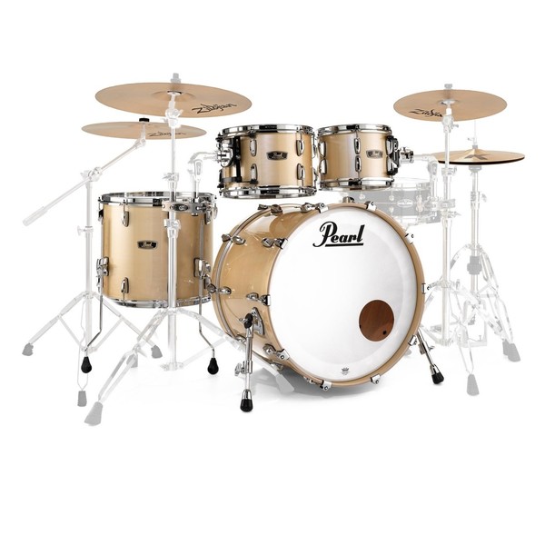 Pearl Wood Fiberglass Ltd Ed. Shell Pack, Platinum Mist w/ Cymbals