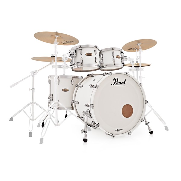 Pearl Masters MRV 22'' 4pc Shell Pack, Matte White w/ Cymbals