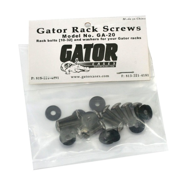 Gator GA-20 Black Chrome Screws And Washers For Threaded Rails, 10 1