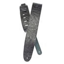 D'Addario 25LE00 Embossed Leather Guitar Strap, Black