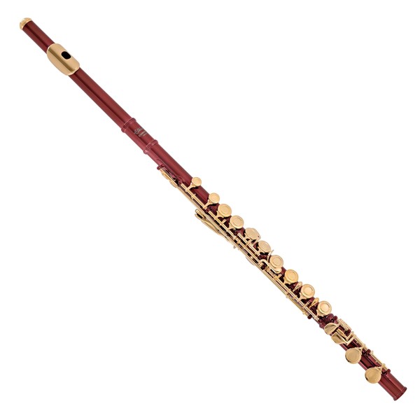 Elkhart 100FLE Student Flute, Red with Gold Lacquer Keywork