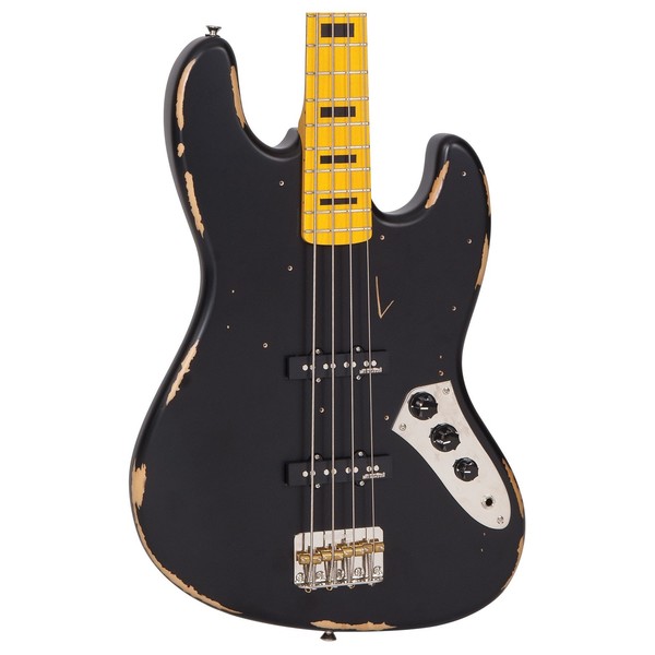 DISC Vintage VJ74 Icon Bass MN, Distressed Black at Gear4music