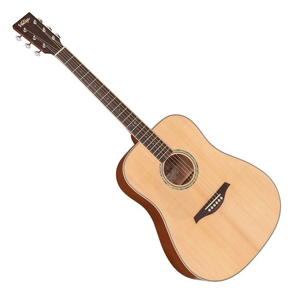 Vintage V501 Acoustic Left Handed, Satin Natural Front View