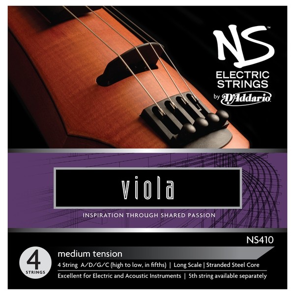 D'Addario NS Electric Viola String Set, Long Scale, Medium 