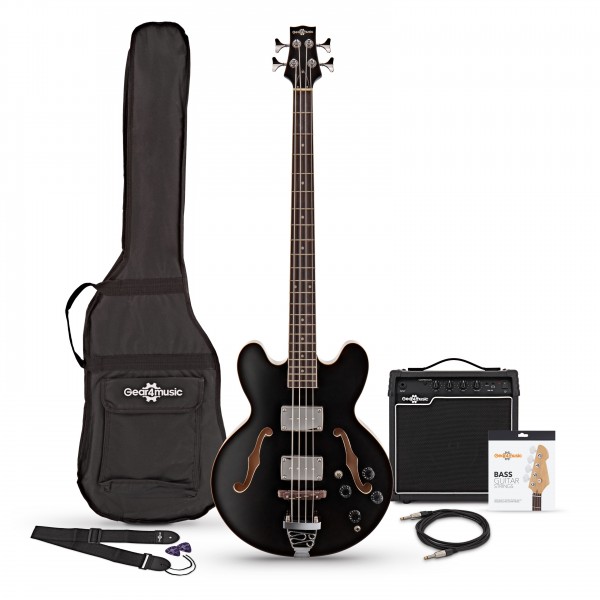 San Francisco Semi Acoustic Bass Black, 15W Bass Amp Pack